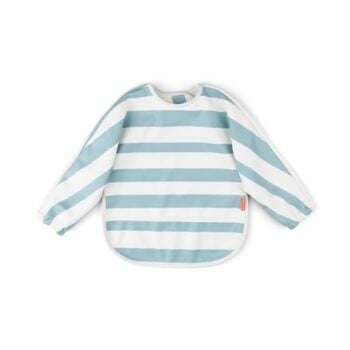Śliniak z długimi rękawami w niebieskie i białe paski dla dziecka. Done by Deer Śliniak z Rękawami Stripes Blue