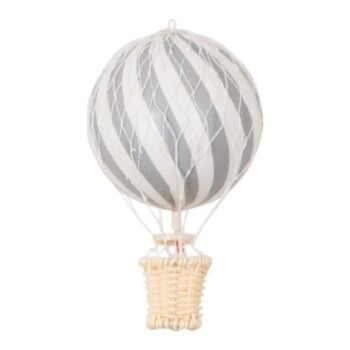 Balon dekoracyjny w kształcie balonu na gorące powietrze szaro biały z wiklinowym koszem. Filibabba Balon 10 cm Grey