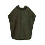 Ciemnozielone ponczo kąpielowe z kapturem z wzorem zygzak dla dziecka. Filibabba Poncho Zigzag Dark Green