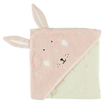 Ręcznik kąpielowy dla dziecka z kapturem w kształcie króliczka jasnoróżowy z uszami 75 x 75 cm. Trixie Baby Kólik Ręcznik Kąpielowy z Kapturem 75 x 75 cm