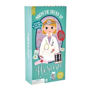 Magnetyczna lalka Florence do przebierania w strój lekarza dla dzieci puzzle magnetyczne. Floss&Rock Lalka Florence Przebieranka Magnetyczna