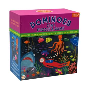 Gra domino 2 w 1 z motywem podwodnego świata dla dzieci powyżej 2 lat. Floss&Rock Podwodny Świat Gra Domino 2 w 1