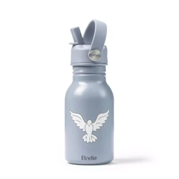 Szara butelka na wodę z nadrukiem białego ptaka dla dziecka. Elodie Details Butelka na wodę Free Bird