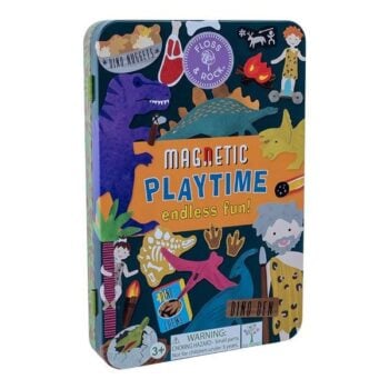 Magnetyczna układanka puzzle dinozaury w metalowym pudełku dla dzieci powyżej 3 lat. Floss & Rock Dinozaury Magnetyczna Układanka w Pudełku