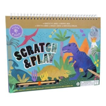 Wydrapywanka dla dzieci z motywem dinozaurów z rysikiem spiralowana książeczka. Floss & Rock Dinozaury Zdrapywanka z Rysikiem