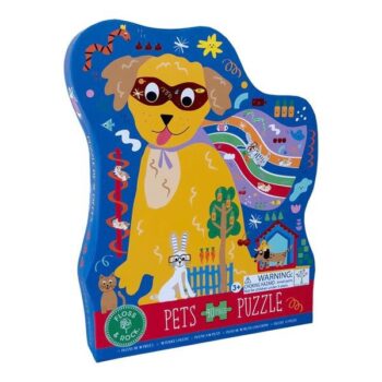 Puzzle tradycyjne 40 elementów z kolorowym obrazkiem psa na niebieskim tle dla dzieci. Floss & Rock Zwierzaki Puzzle 40 elementów