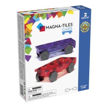 Dwa magnetyczne pojazdy klocki czerwony i fioletowy dla dzieci 3+. Magna-Tiles Zestaw do rozbudowy Cars 2el. Czerwony i Fioletowy