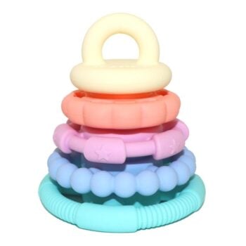 Silikonowy gryzak piramida pastelowe kolory dla niemowlaka. Jellystone Designs Silikonowy gryzak Mała Wieża, pastelowy