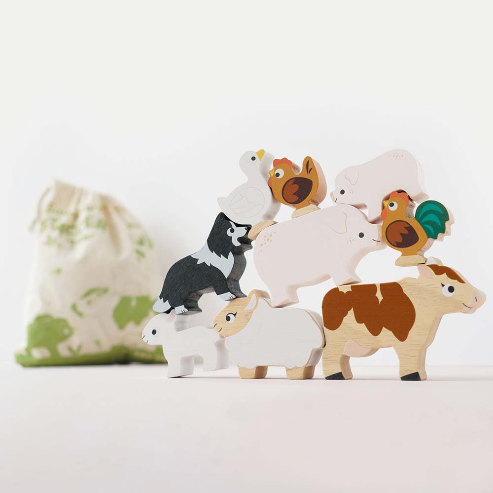 Drewniane puzzle zwierzątka domowe w woreczku dla dzieci. Le Toy Van Układanka ze zwierzątkami domowymi w woreczku