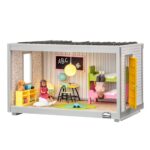 Pokój dziecięcy do domku dla lalek z łóżkiem piętrowym biurkiem i zabawkami w jasnych kolorach. Lundby Pokój 33 cm domek dla lalek