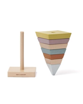 Drewniana piramida do układania w kształcie stożka w pastelowych kolorach dla dziecka. Kid’s Concept Piramida drewniana NEO