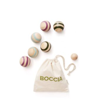 Zestaw do gry boccia z kolorowymi kulami i woreczkiem na sznurek dla dzieci. Kid’s Concept Gra Boccia