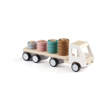 Drewniana ciężarówka z przyczepą i kolorowymi klockami sorter dla dziecka. Kid’s Concept Ciężarówka z przyczepą sorter AIDEN