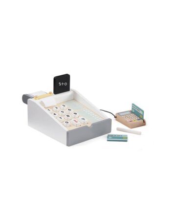 Drewniana kasa fiskalna z kalkulatorem i kartami do zabawy dla dziecka. Kid’s Concept Kasa fiskalna KID’S HUB