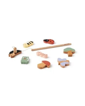 Drewniana gra wędkarska z kolorowymi zwierzątkami i owadami dla dzieci. Kid’s Concept Gra wędkarska EDVIN
