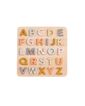 Drewniana układanka z literami alfabetu w różnych kolorach dla dzieci. Kid’s Concept Puzzle ABC