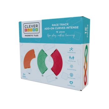Klocki magnetyczne zakręty do toru wyścigowego 15 elementów dla dzieci powyżej 3 lat. Cleverclixx Klocki magnetyczne Race Track Add-on Curves Intense 15 el