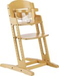 Drewniane krzesełko do karmienia w naturalnym kolorze z pasami bezpieczeństwa dla dziecka. Krzesełko do karmienia Baby Dan DANCHAIR naturalne