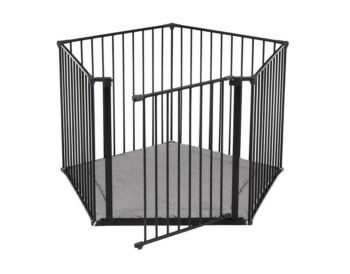 Czarny metalowy kojec dla dziecka z bramką zabezpieczającą. Baby Dan Kojec Park A Kid, czarny