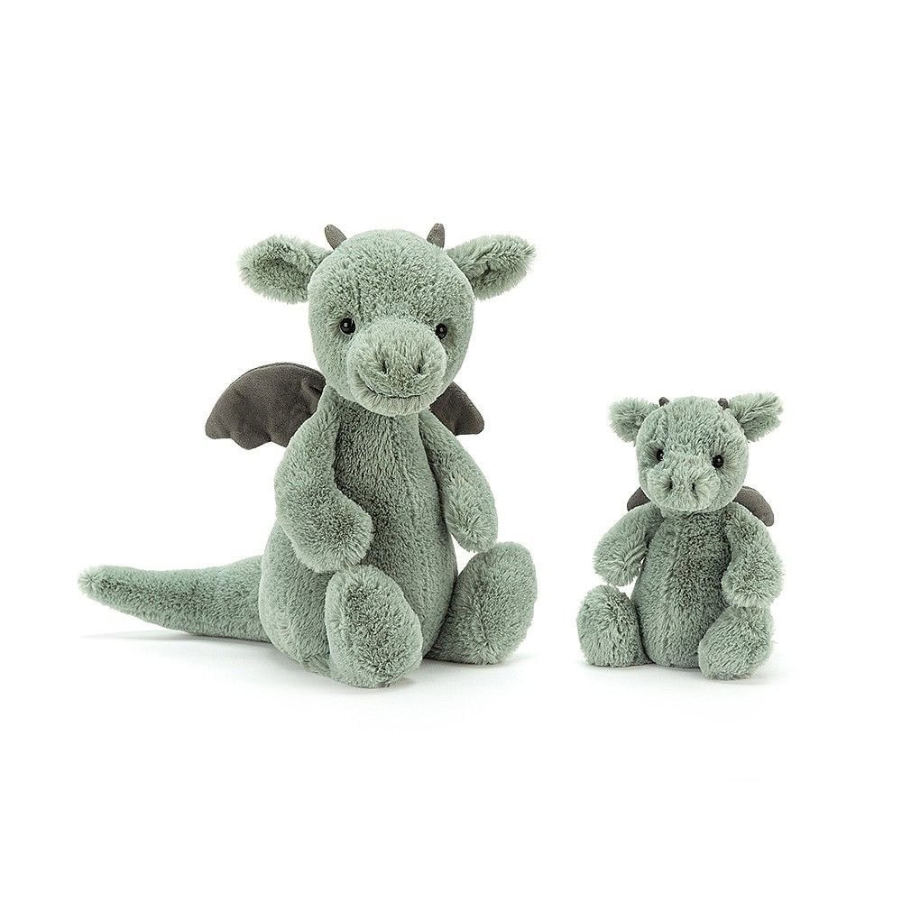 Miętowo-szary pluszowy smok 50 cm dla dziecka miękka przytulanka. Jellycat Smok Miętowo-Szary 50 cm Przytulanka Fantastyczne i Bajkowe