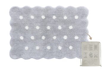 Bawełniany dywan dziecięcy szary w białe kropki 70x100 cm dla dziecka. Lorena Canals Dywan Bawełniany Mini Biscuit Pearl Grey 70x100cm