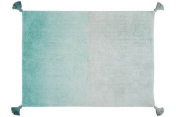 Bawełniany dywan w odcieniach zieleni z frędzlami na rogach 120x160 cm. Lorena Canals Dywan bawełniany Degrade Emerald 120x160cm