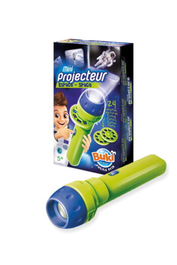 Zielony mini projektor bajek kosmos dla dzieci powyżej 5 lat z 24 slajdami. Buki Mini Projektor Historyjek KOSMOS