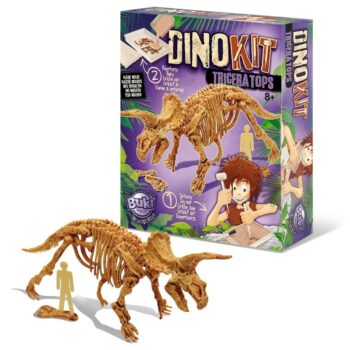 Drewniany model szkieletu dinozaura triceratopsa do składania dla dzieci powyżej 8 lat. Buki Mały Archeolog TRICERATOPS