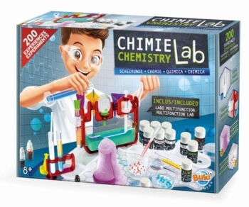Zestaw do eksperymentów chemicznych z probówkami i akcesoriami dla dzieci powyżej 8 lat. Buki Laboratorium Chemiczne 200 Eksperymentów