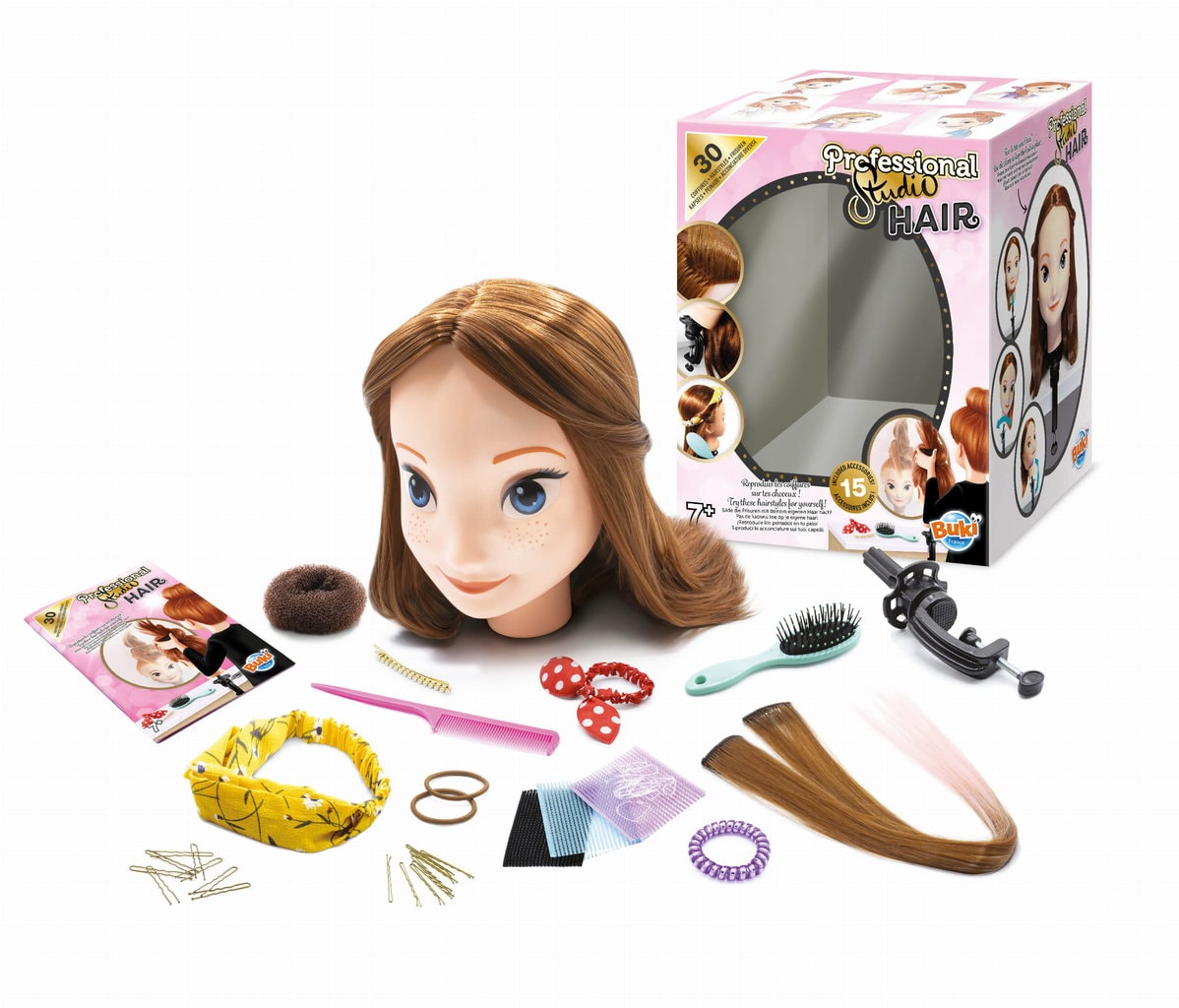 Głowa treningowa do stylizacji włosów z akcesoriami do fryzur dla dzieci. Buki Professional Studio SALON FRYZJERSKI