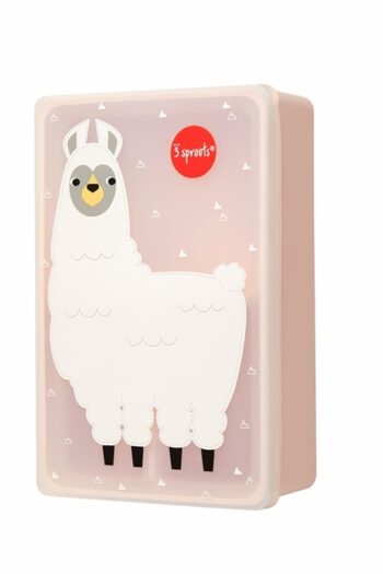 Różowa śniadaniówka silikonowa z nadrukiem białej lamy dla dziecka. 3 Sprouts Lunchbox Premium Silikon Lama Pink