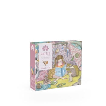 Puzzle tradycyjne 100 elementów obrazek dziewczynka czytająca książkę w domku na drzewie dla dzieci. Moulin Roty Puzzle 100 Elementów DOMEK NA DRZEWIE