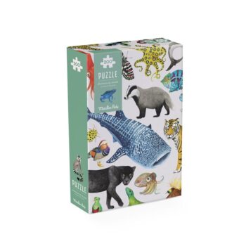 Pudełko puzzli obserwacyjnych 200 elementów z ilustracjami zwierząt świata dla dzieci. Moulin Roty Puzzle Obserwacyjne 200el ZWIERZĘTA ŚWIATA
