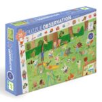 Puzzle z ilustracją dzieci i zwierząt bawiących się w ogrodzie dla dzieci. Djeco Puzzle Obserwacja OGRÓD MAŁYCH PRZYJACIÓŁ