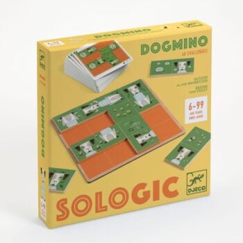 Gra logiczna z drewnianymi elementami z motywem psów dla dzieci od 6 lat. Djeco Gra Logiczna DOGMINO