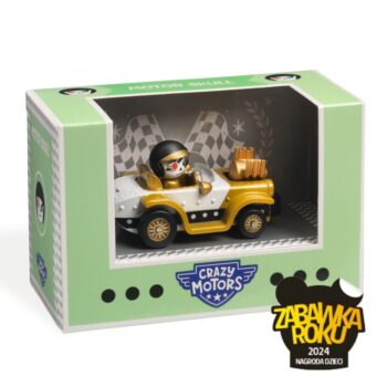 Model kolekcjonerski samochodu z czaszką w złoto-białych kolorach dla dzieci. Djeco Autko CRAZY MOTORS MOTOR SKULL