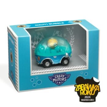 Niebieskie autko zabawkowe z przezroczystą kopułą dla dziecka. Djeco Autko CRAZY MOTORS NAUTI BUBBLE