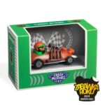 Model kolekcjonerski samochodu wyścigowego w kolorze pomarańczowym z zielonym kierowcą w zielonym kasku dla dzieci. Djeco Autko CRAZY MOTORS TURBO SPIDER
