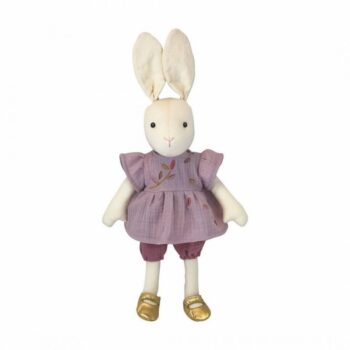Pluszowy króliczek w jasnoróżowej sukience i złotych bucikach dla dziecka. Egmont Toys Przytulanka Króliczek Sidonie