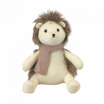 Pluszowa przytulanka jeżyk beżowy z brązowym futerkiem i różowym szalikiem dla dziecka. Egmont Toys Przytulanka Jeżyk Lucien