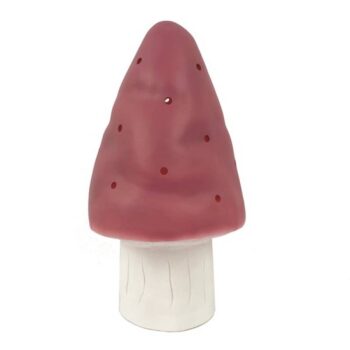 Lampka nocna LED w kształcie grzybka z bordowym kapeluszem i białą nóżką dla dzieci. Egmont Toys Lampka nocna LED Grzybek Cuberdon