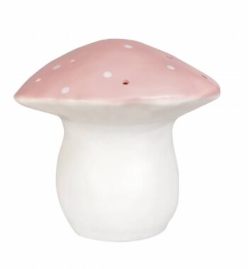 Lampka nocna LED w kształcie dużego grzybka różowa z białymi kropkami dla dzieci. Egmont Toys Lampka nocna LED Grzybek Duży Róż Vintage