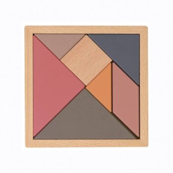 Drewniana układanka tangram z kolorowymi elementami w ramce dla dzieci. Egmont Toys Układanka drewniana Tangram