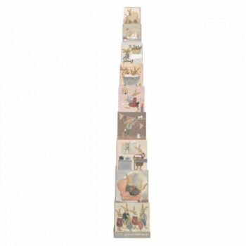 Piramida tekturowa z ilustracjami króliczków w pastelowych kolorach dla dzieci. Egmont Toys Piramida tekturowa Rodzina Króliczków