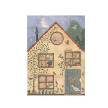 Puzzle tradycyjne z obrazkiem domku z oknami i drzwiami oraz zwierzętami dla dzieci. Egmont Toys Puzzle dla dzieci układanka Domek Króliczka