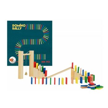 Drewniane kolorowe domino z elementami do układania toru dla dzieci. Egmont Toys Drewniane domino Rally