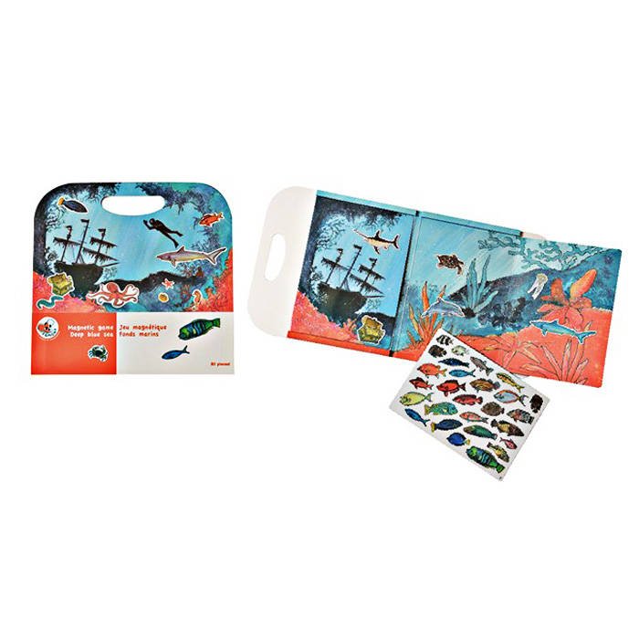 Magnetyczna układanka puzzle z motywem podwodnego morza z rybami i wrakiem statku dla dzieci. Egmont Toys Układanka gra magnetyczna Morze