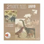 Magnetyczne puzzle dla dzieci z motywem dinozaurów 2 układanki po 20 elementów każda. Egmont Toys Puzzle dla dzieci magnetyczne Dinozaury