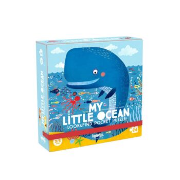 Puzzle kieszonkowe dla dzieci z motywem oceanu z wielorybem i morskimi zwierzętami. Londji Puzzle kieszonkowe dla dzieci Mój Mały Ocean