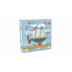 Puzzle tradycyjne dla dzieci z obrazkiem statku powietrznego i samolotów na niebieskim tle. Londji Puzzle dla dzieci Latanie Volare